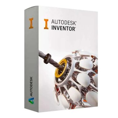 Softwareverpackung für Autodesk Inventor mit einem technischen Design.